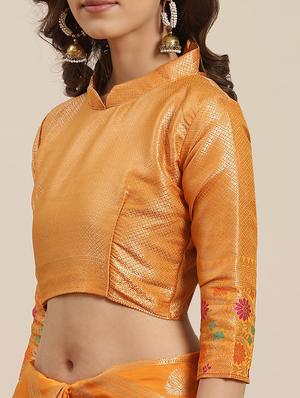 self design banarasi saree with blouse - 17469030 - Standard Image - 3