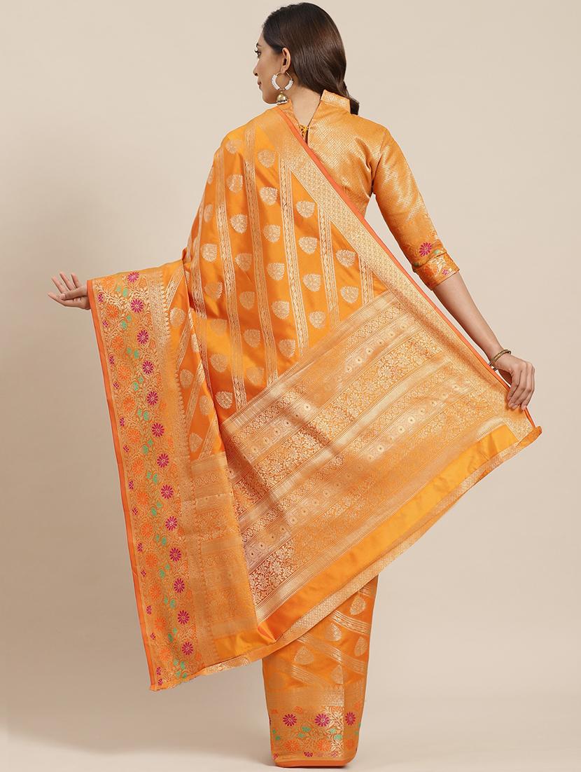 self design banarasi saree with blouse - 17469030 - Zoom Image - 2