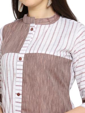 brown cotton straight kurti - 17469065 - Standard Image - 4