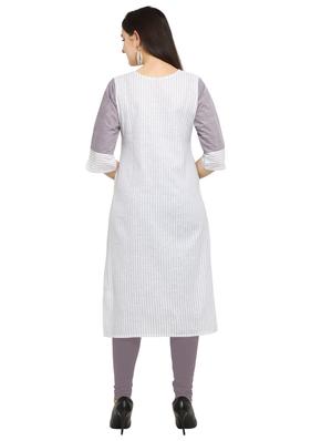 grey cotton straight kurti - 17469066 - Standard Image - 3