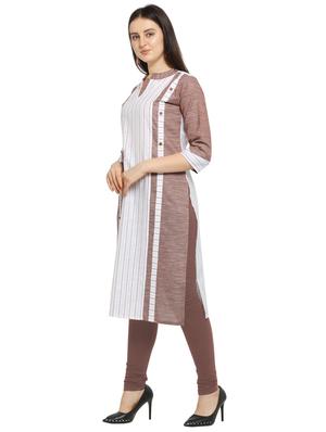 brown cotton straight kurti - 17469067 - Standard Image - 2