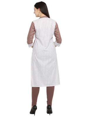 brown cotton straight kurti - 17469067 - Standard Image - 3