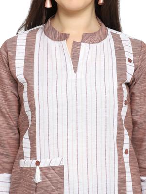 brown cotton straight kurti - 17469067 - Standard Image - 4