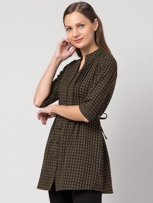tie back checkered tunic - 17469078 - Standard Image - 2
