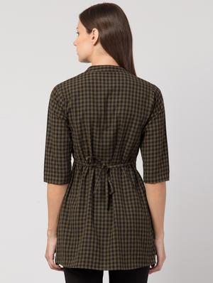 tie back checkered tunic - 17469078 - Standard Image - 3