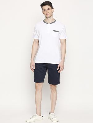 navy blue solid bermuda shorts - 17469253 - Standard Image - 4