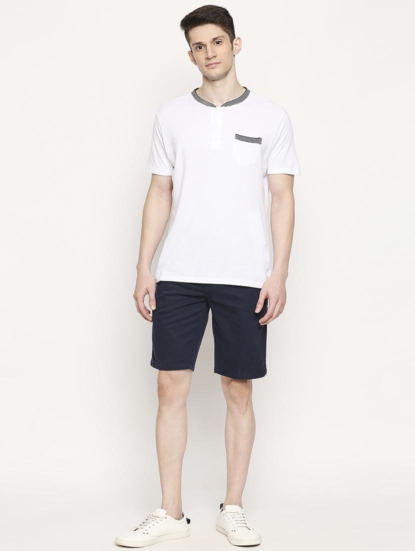 navy blue solid bermuda shorts - 17469253 - Zoom Image - 4