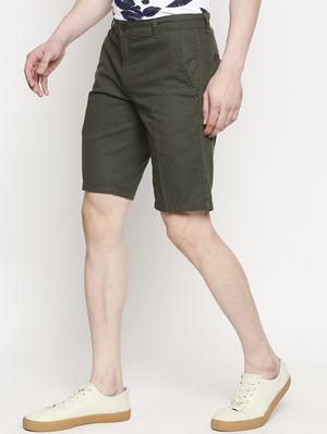 olive green solid bermuda shorts - 17469254 - Standard Image - 2