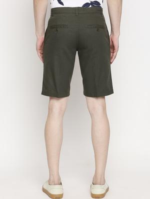 olive green solid bermuda shorts - 17469254 - Standard Image - 3