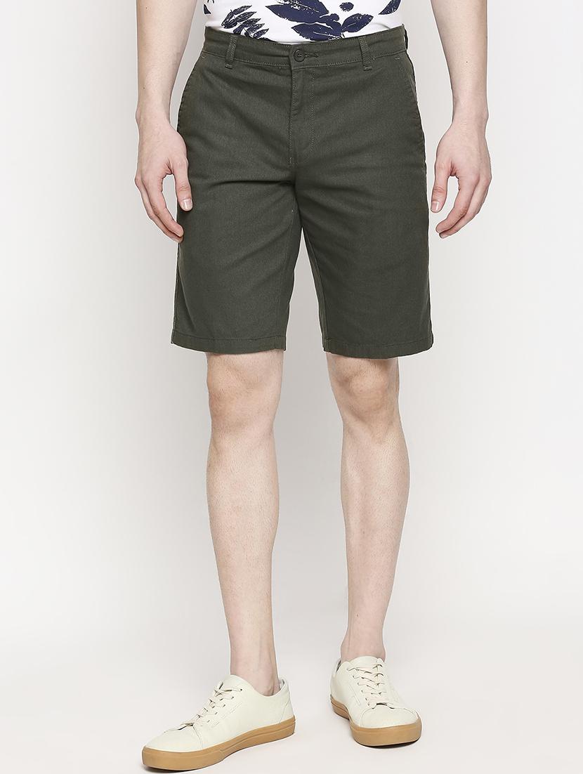 olive green solid bermuda shorts - 17469254 - Zoom Image - 1