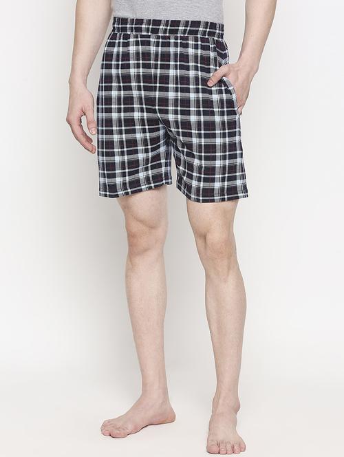 navy blue checkered shorts - 17469258 - Very Small Image - 1