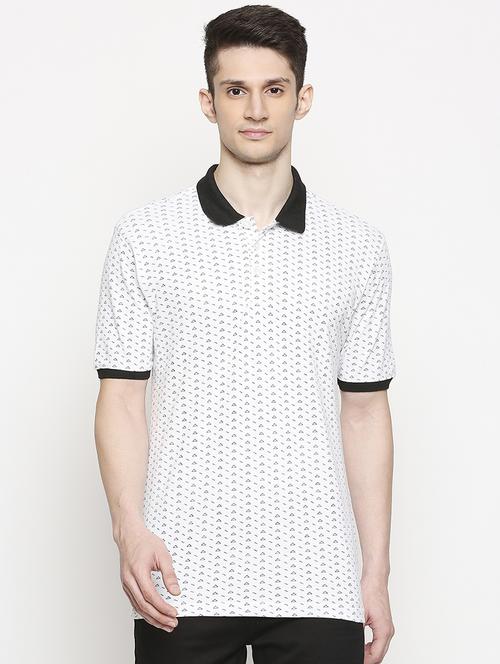 white printed polo t-shirt - 17469266 - Standard Image - 1