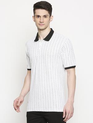 white printed polo t-shirt - 17469266 - Standard Image - 2