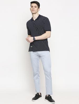navy blue printed polo t-shirt - 17469267 - Standard Image - 4