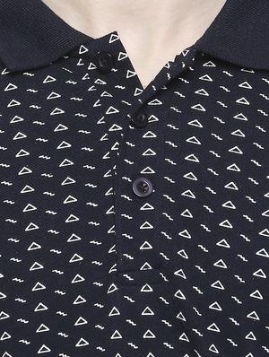 navy blue printed polo t-shirt - 17469267 - Standard Image - 5
