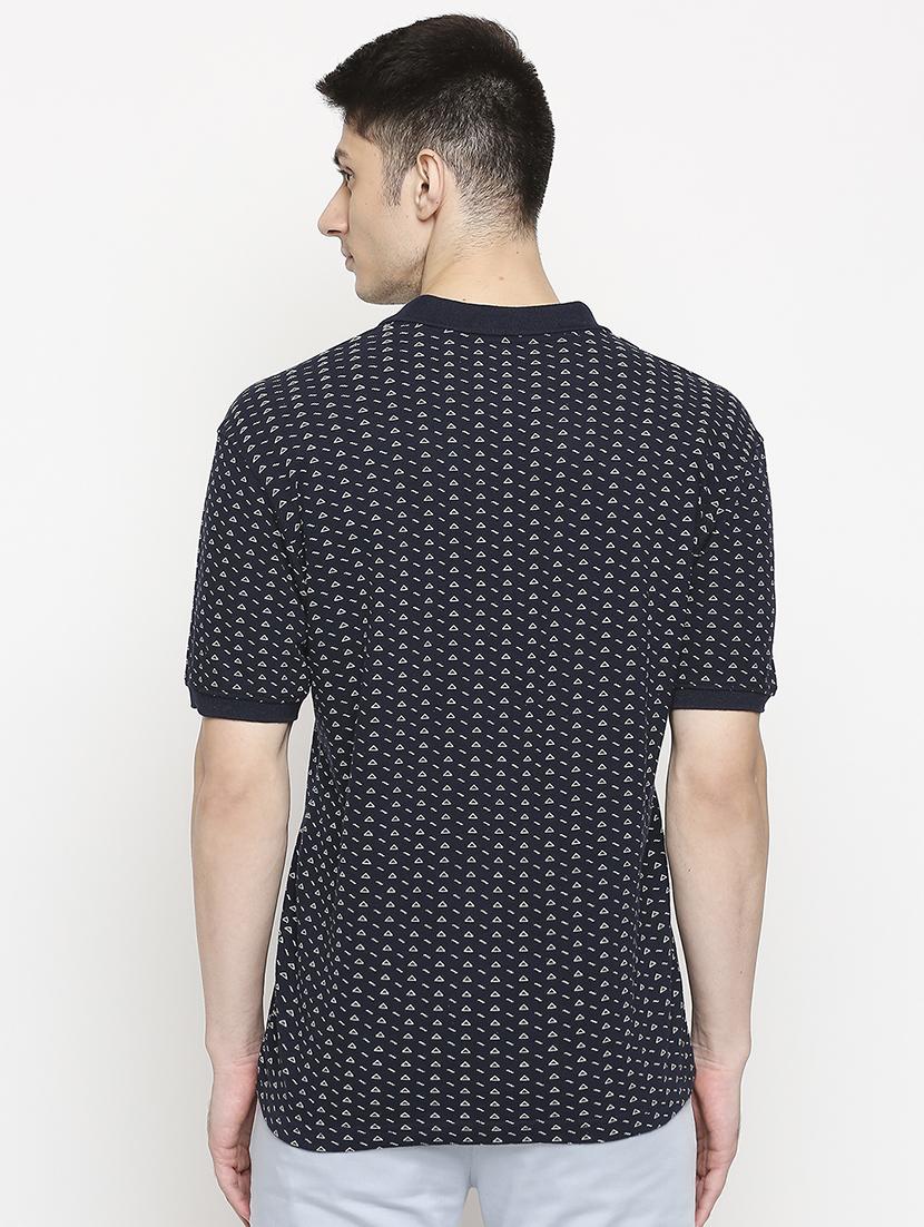 navy blue printed polo t-shirt - 17469267 - Zoom Image - 3
