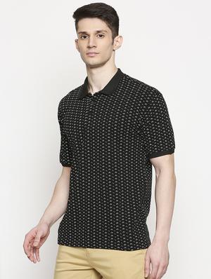 black printed polo t-shirt - 17469268 - Standard Image - 2