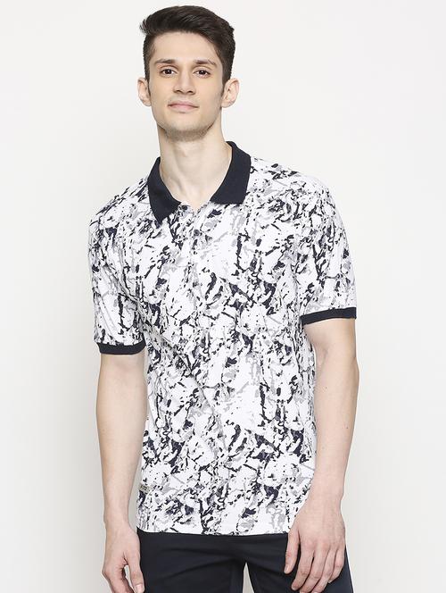 white printed polo t-shirt - 17469269 - Standard Image - 1