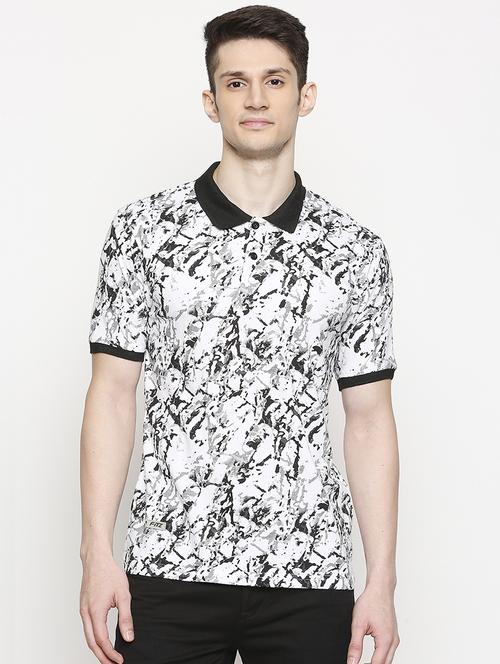 white printed polo t-shirt - 17469270 - Standard Image - 1