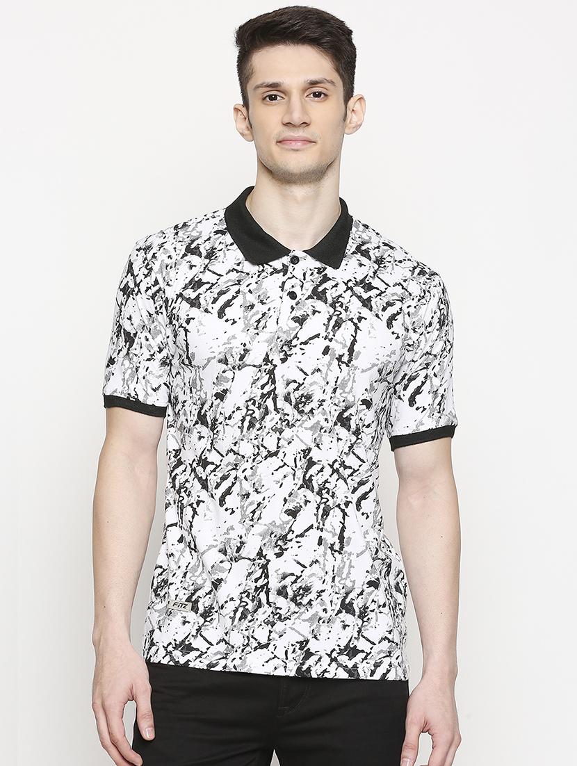 white printed polo t-shirt - 17469270 - Zoom Image - 1