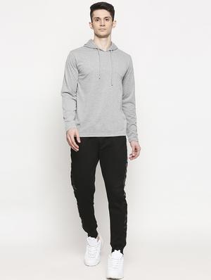 grey solid hooded t-shirt - 17469273 - Standard Image - 4