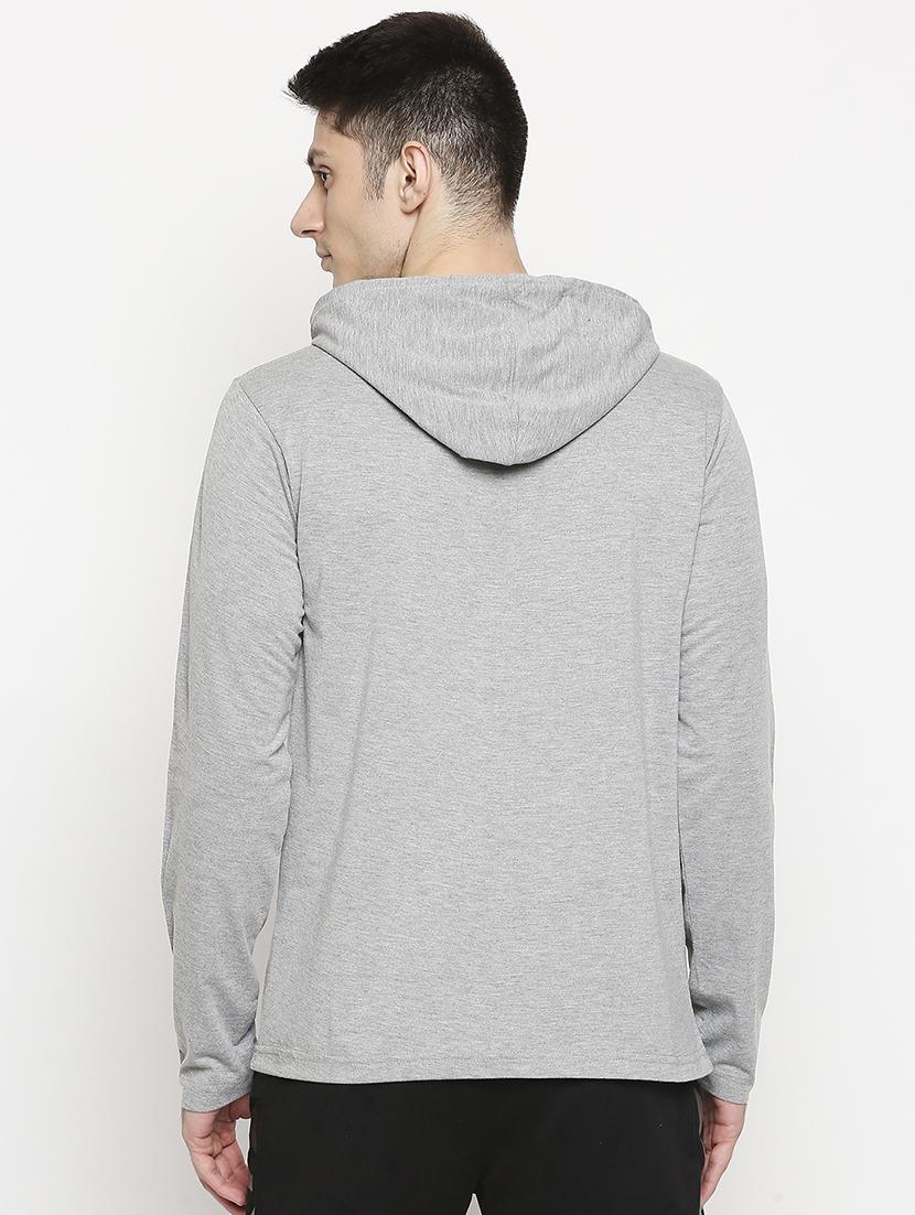 grey solid hooded t-shirt - 17469273 - Zoom Image - 3