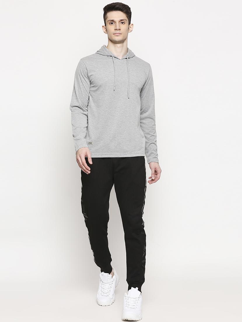 grey solid hooded t-shirt - 17469273 - Zoom Image - 4