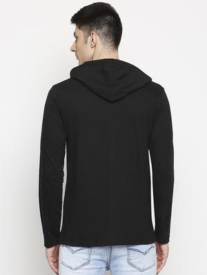 black solid hooded t-shirt - 17469274 - Standard Image - 3