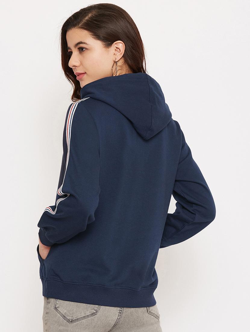 hooded neck solid sweatshirt - 17469289 - Zoom Image - 3