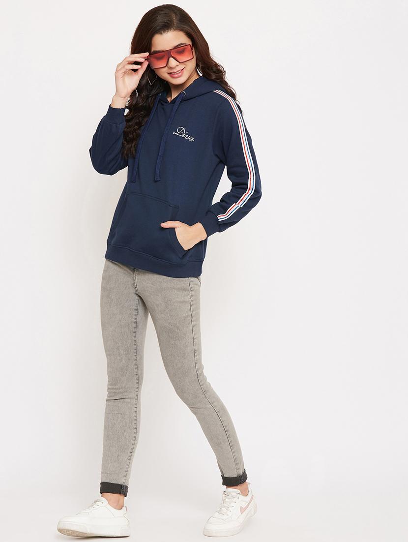 hooded neck solid sweatshirt - 17469289 - Zoom Image - 4