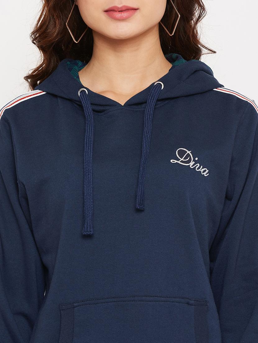 hooded neck solid sweatshirt - 17469289 - Zoom Image - 5
