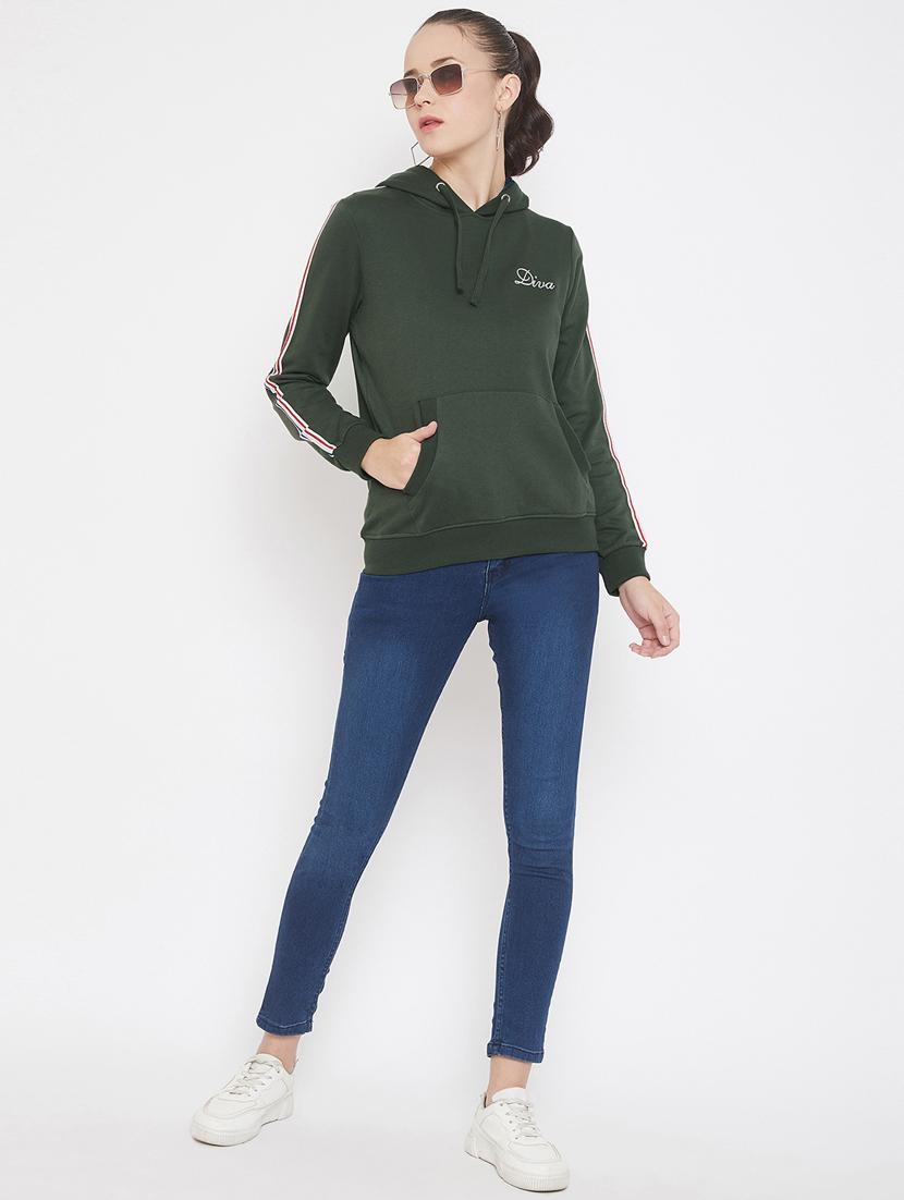 hooded neck solid sweatshirt - 17469290 - Zoom Image - 4