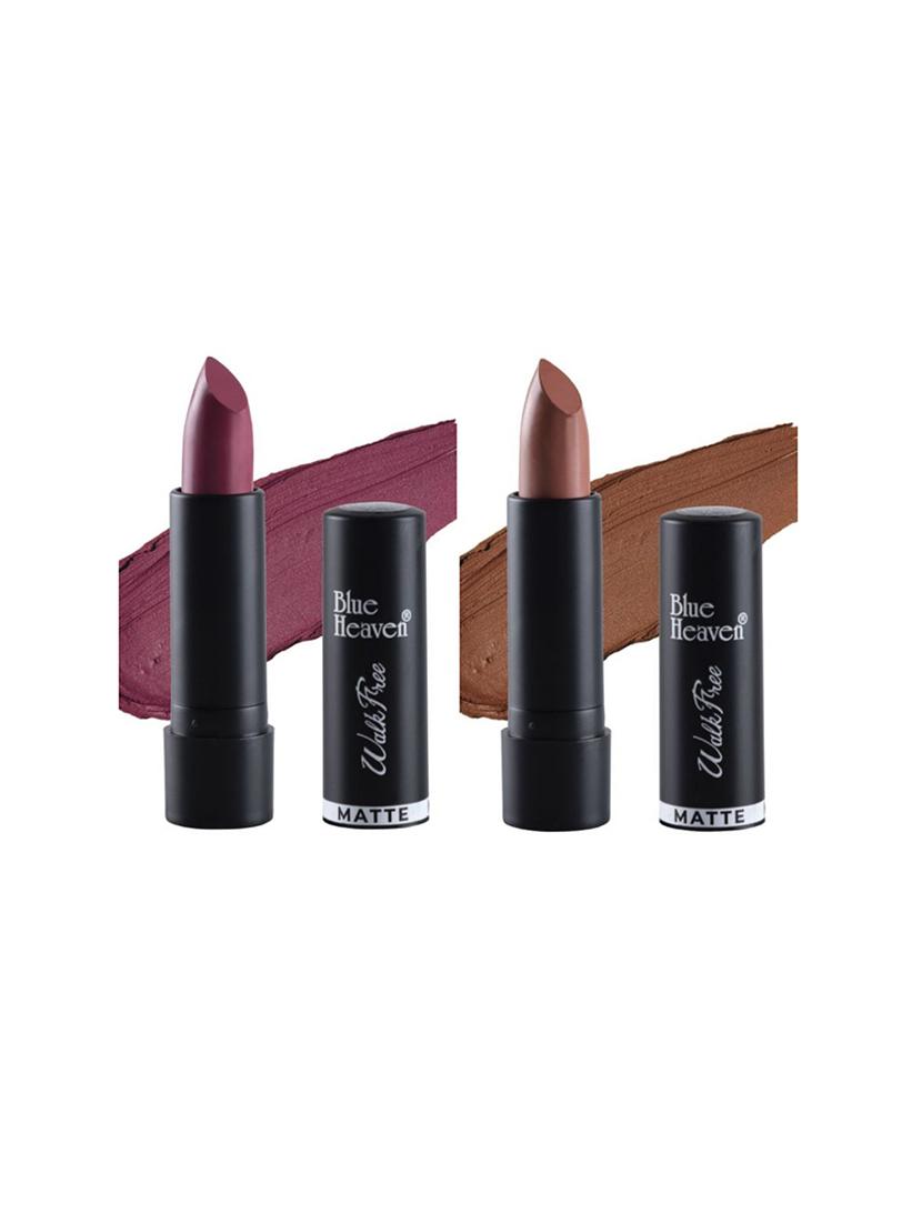 blue heaven pack of 2 walkfree matte lipsticks (aged wine & dusky nude) - 17469357 - Zoom Image - 1