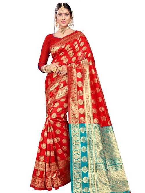self design kanjivaram saree with blouse - 17469368 - Standard Image - 1