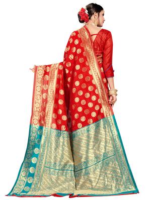 self design kanjivaram saree with blouse - 17469368 - Standard Image - 2