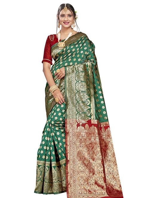 self design kanjivaram saree with blouse - 17469371 - Standard Image - 1