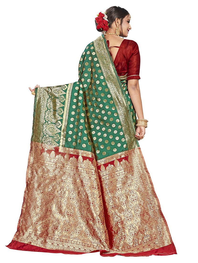 self design kanjivaram saree with blouse - 17469371 - Zoom Image - 2