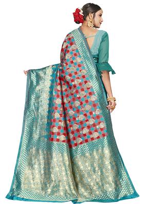 self design kanjivaram saree with blouse - 17469377 - Standard Image - 2