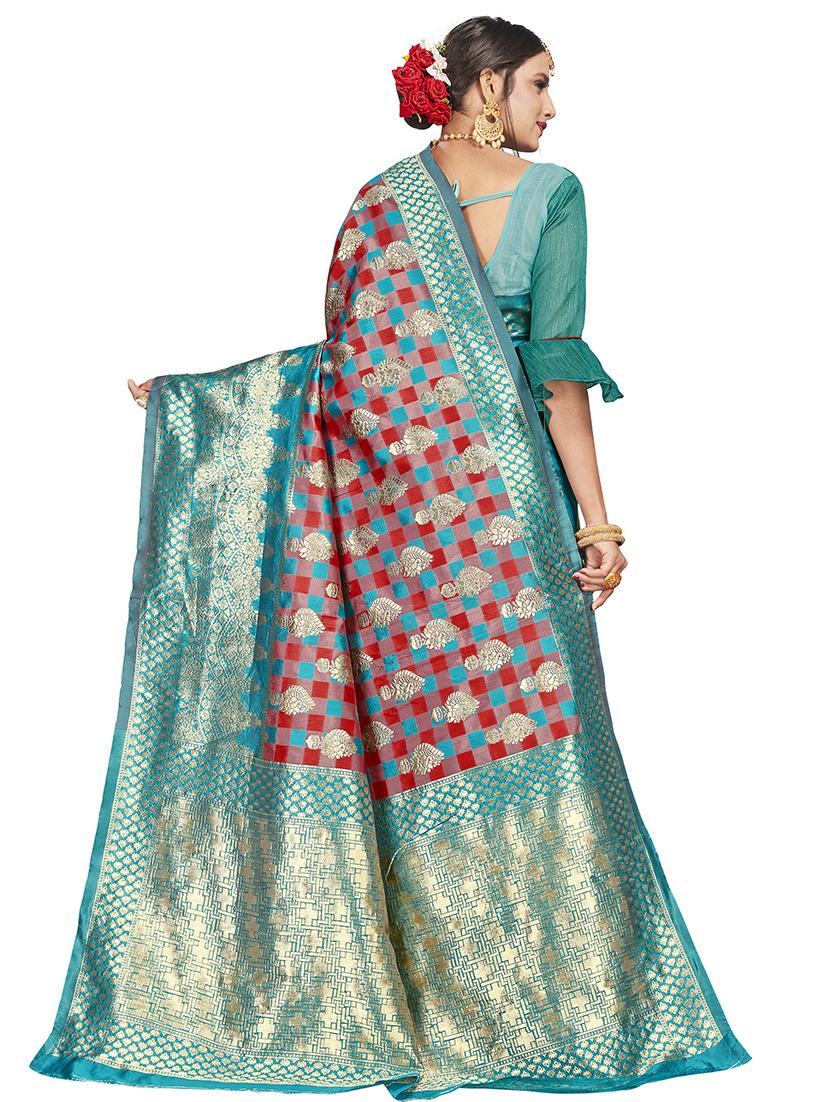 self design kanjivaram saree with blouse - 17469377 - Zoom Image - 2