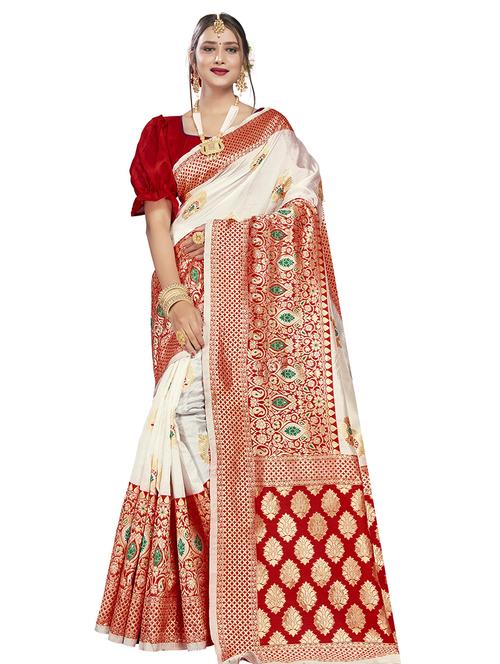 self design kanjivaram saree with blouse - 17469382 - Standard Image - 1