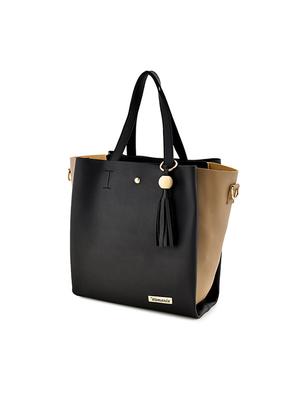 black leatherette (pu) combo handbag - 17469406 - Standard Image - 2