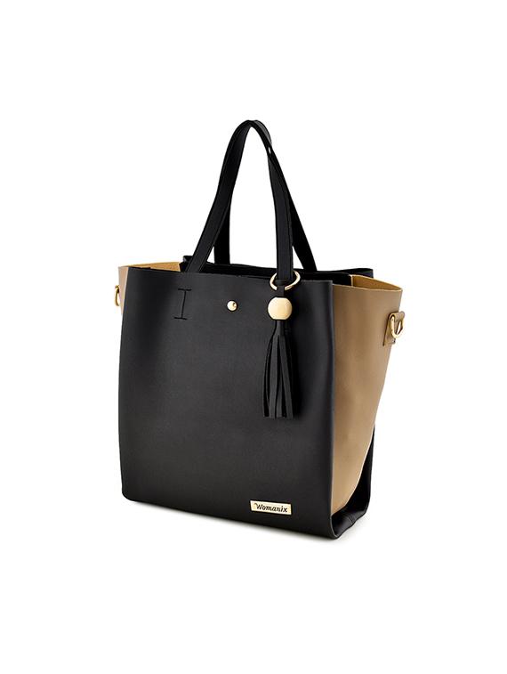 black leatherette (pu) combo handbag - 17469406 - Zoom Image - 2