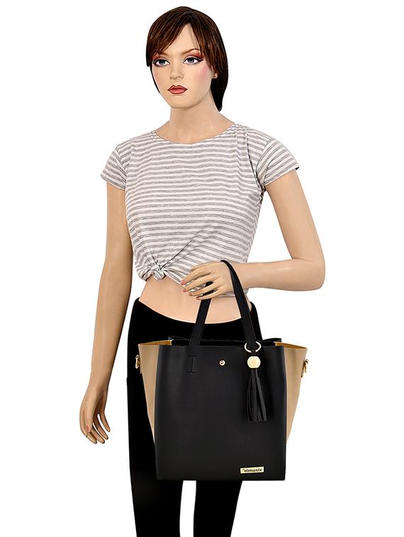 black leatherette (pu) combo handbag - 17469406 - Zoom Image - 5