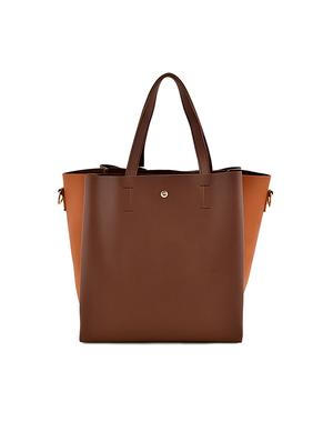 brown leatherette (pu) combo handbag - 17469408 - Standard Image - 3