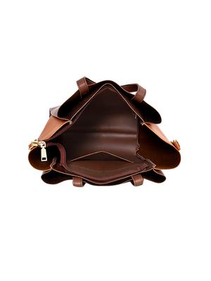 brown leatherette (pu) combo handbag - 17469408 - Standard Image - 4
