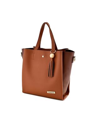 tan leatherette (pu) combo handbag - 17469409 - Standard Image - 2