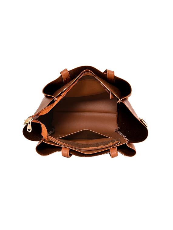 tan leatherette (pu) combo handbag - 17469409 - Zoom Image - 4