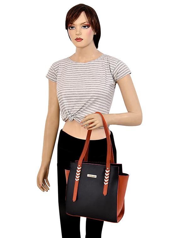 black leatherette (pu) regular handbag - 17469411 - Zoom Image - 5