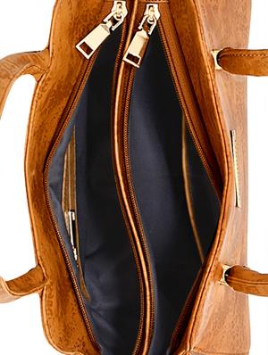 brown leatherette (pu) regular handbag - 17469414 - Standard Image - 4