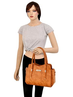 brown leatherette (pu) regular handbag - 17469414 - Standard Image - 5